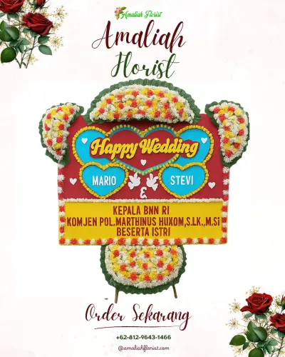 Karangan Papan Bunga Pernikahan di Banyuasri